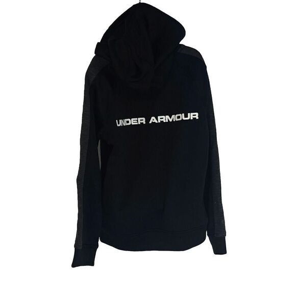 Under Armour Boys Loose Sweatshirt Hoodie YSM American Flag Stars Gray Arm - Picture 15 of 16